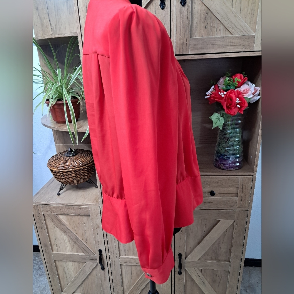 Elegant Red Women's Blouse - Picture 3 of 13